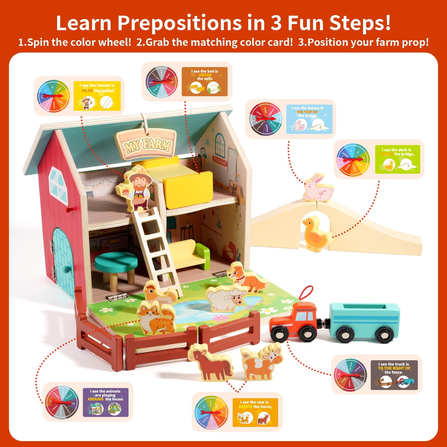INIFEIDALA Montessori Wooden Farm Animals Toys – Preschool Educational Toy for Speech Therapy & Learning Development, for Toddler Boys & Girls Ages 3+