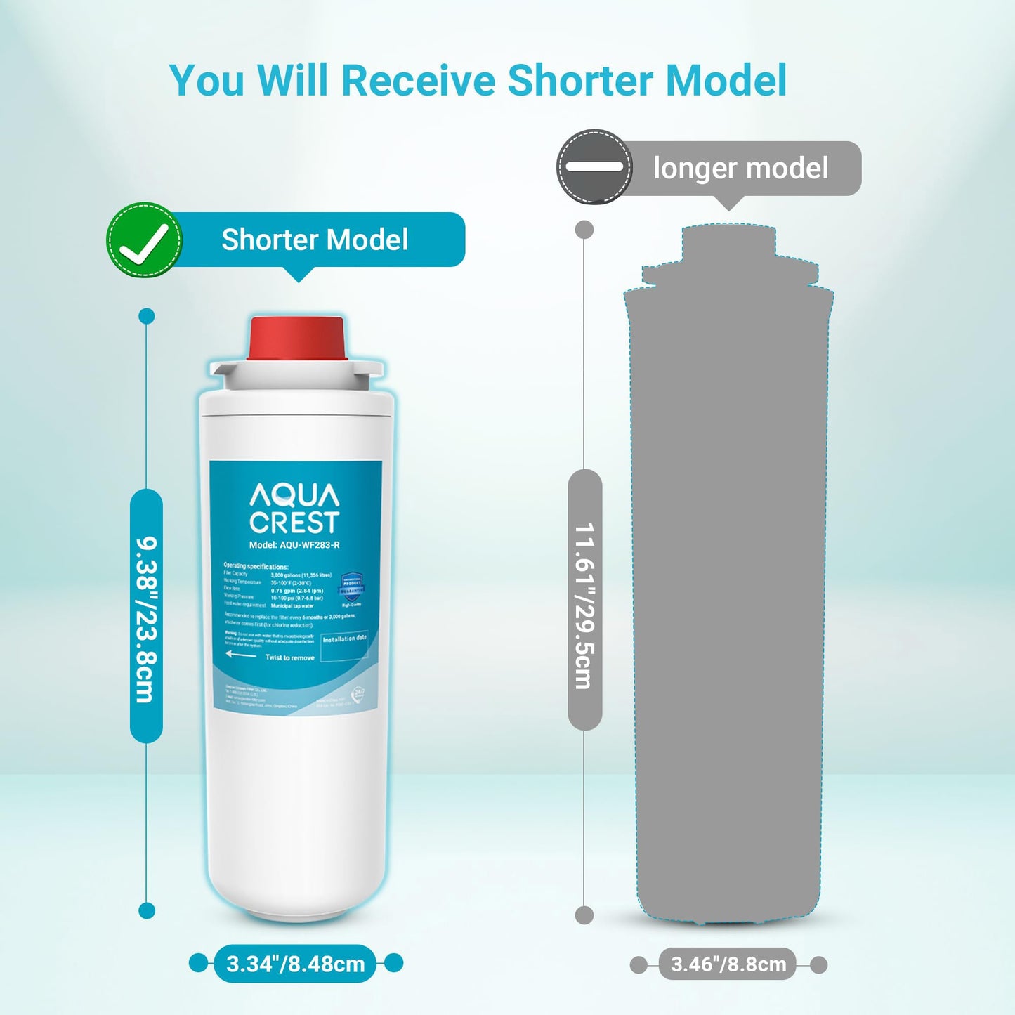 [WITH CHIP] AQUA CREST WF283-R Replacement for Elkay® 51300C, Compatible with Elkay® ezH20® and Halsey Taylor® Bottle Filling Stations, NSF/ANSI 42, Reduces Chlorine, Bad Taste & Odor, 2 Pack