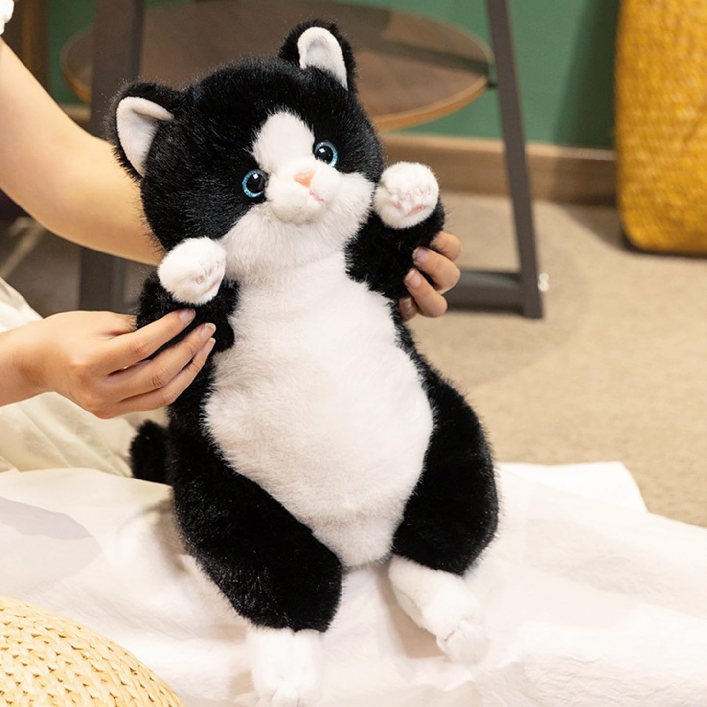 PEACH CAT Cat Stuffed Animal 14" Cute Kitten Plushies Soft Plush Toys Gifts for Kids Black