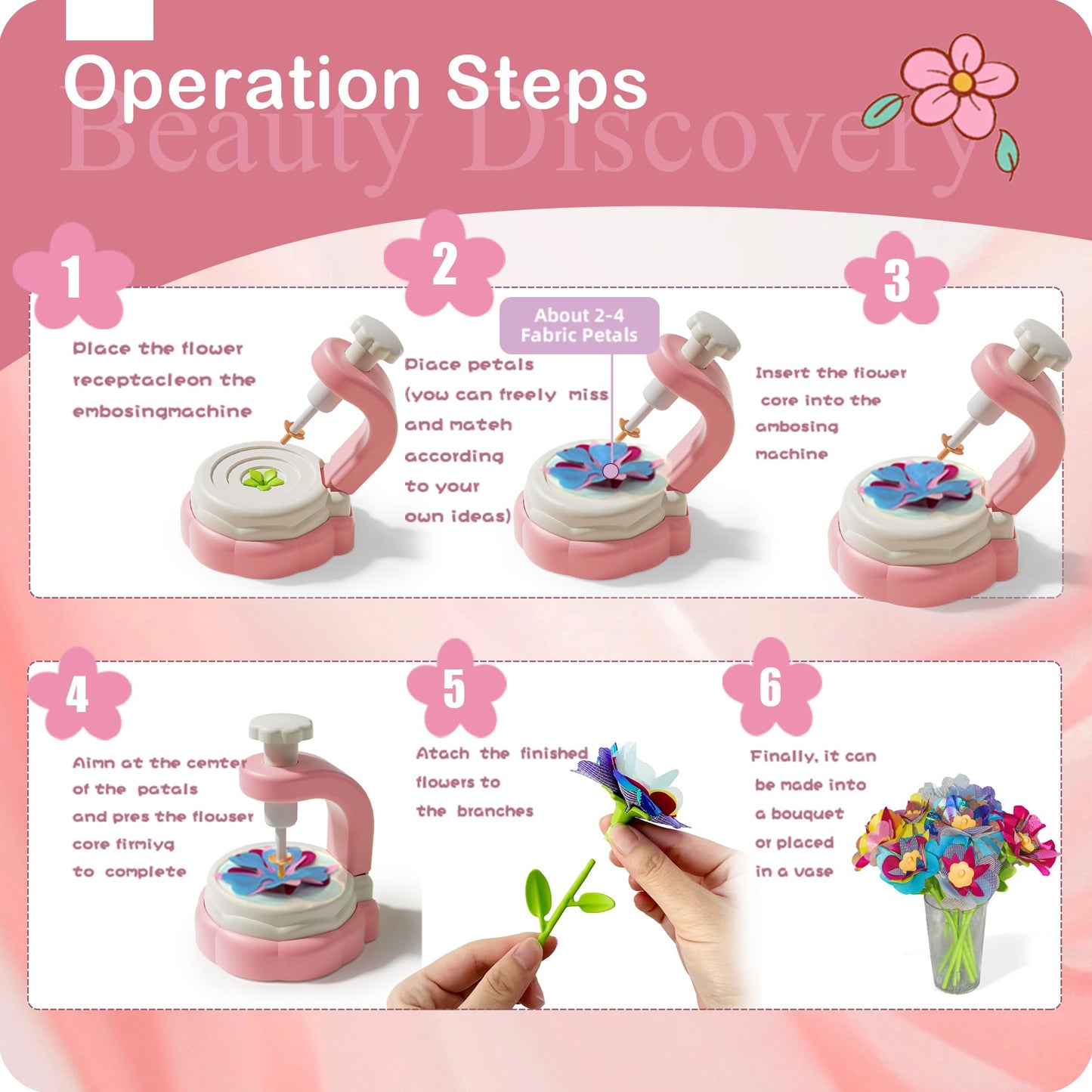 Arts and Crafts for Kids - Fabric Flower Bouquets Toys, Girls Toys