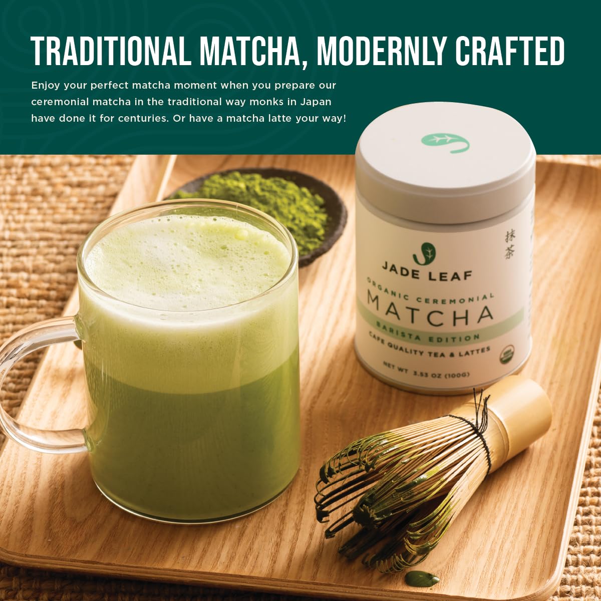 Jade Leaf Matcha Complete Matcha Ceremony Set - Includes: Bamboo Matcha Whisk & Scoop, Stainless Steel Sifter, Stoneware Bowl & Whisk Holder, and Prep Guide