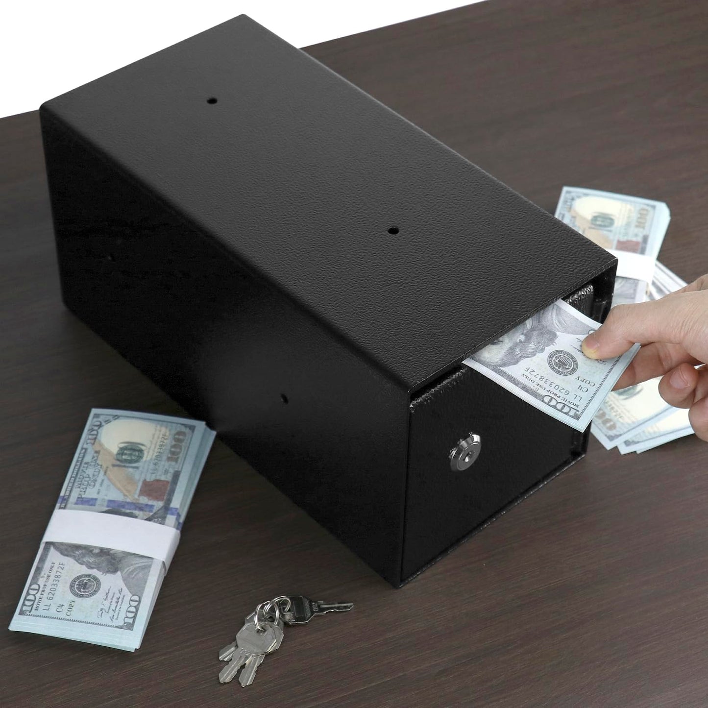 QWORK Heavy-Duty Key Lock Depository Drop Safe Lock Box with Anti-Theft Slot for Cash,Key, Receipts, Document Storage - for Small Businesses, Retail