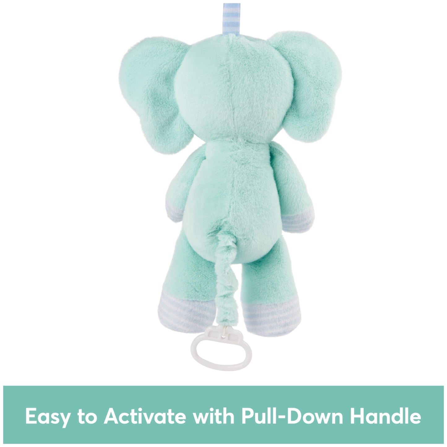 Baby GUND Safari Friends Elephant Pull-Down Musical Plush, Travel Friendly Sensory Toy with Stroller Loop for Ages 0 and Up, Blue, 12”