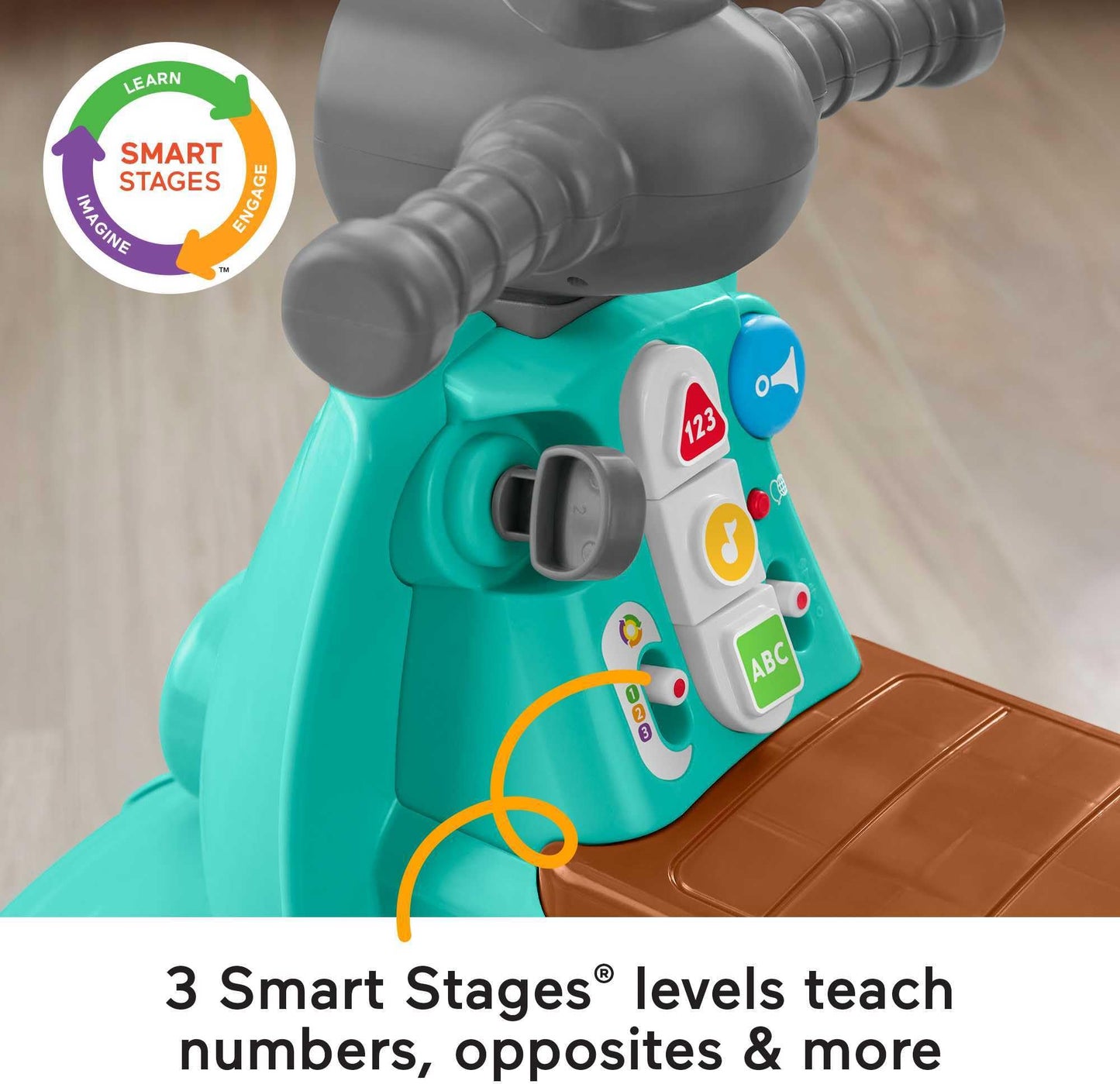 Fisher-Price Laugh & Learn Toddler Ride-On Toy, Smart Stages Cruise Along Scooter with Lights Music and Learning for Ages 1 Year and Up