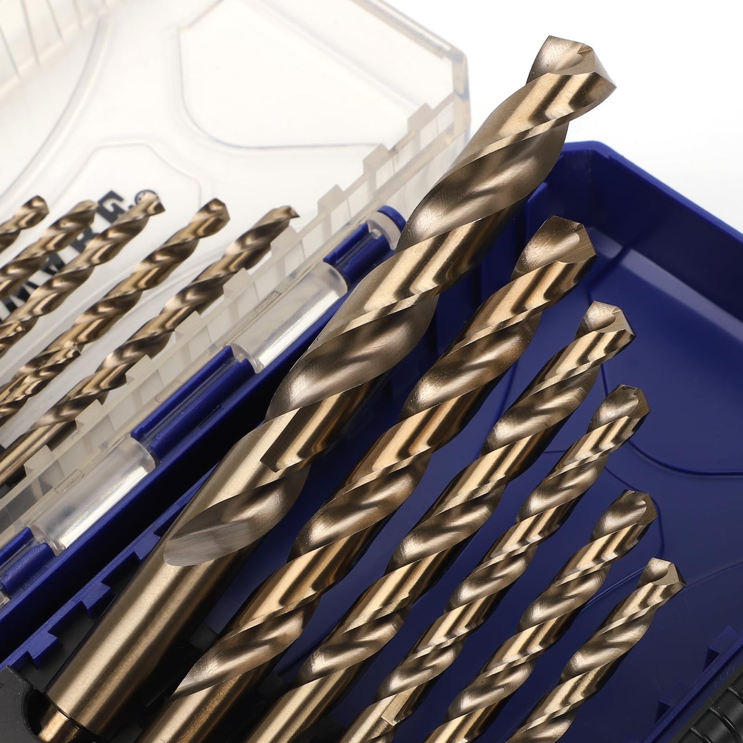 COMOWARE Cobalt Drill Bit Set- 21Pcs M42 High Speed Steel Twist Jobber Length for Hardened Metal, Stainless Steel, Cast Iron and Wood Plastic with Indexed Storage Case, 1/16"-1/2"