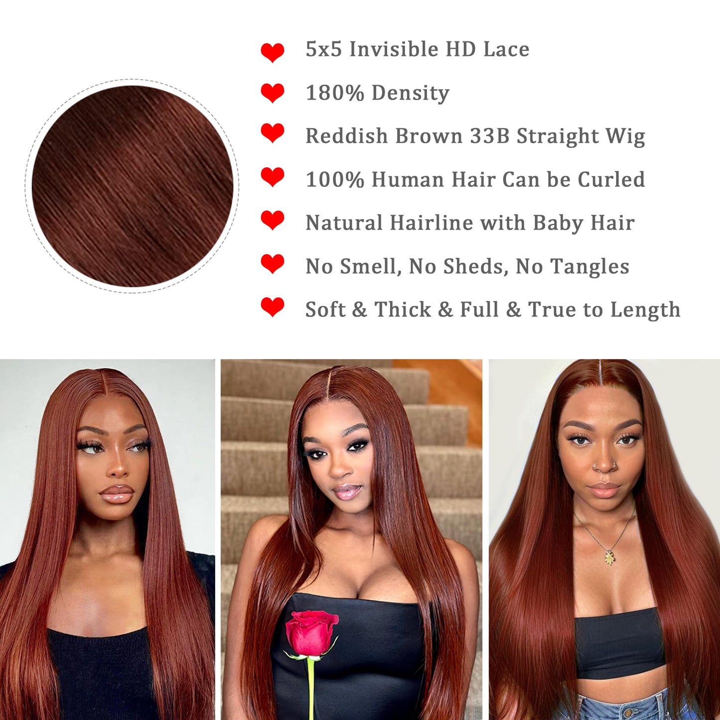 Straight 5x5 HD Lace Closure Wigs Human Hair Pre Plucked with Baby Hair 20 Inch