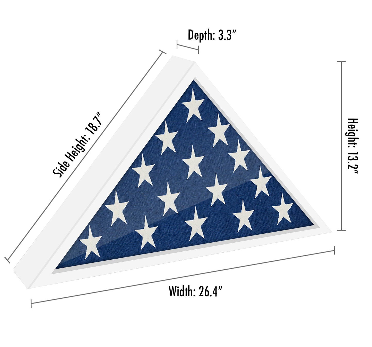 Americanflat Large Flag Display Case for Folded 5x9.5' Burial Flags - Engineered Wood Display Box for Wall or Tabletop - Silhouette Collection - White