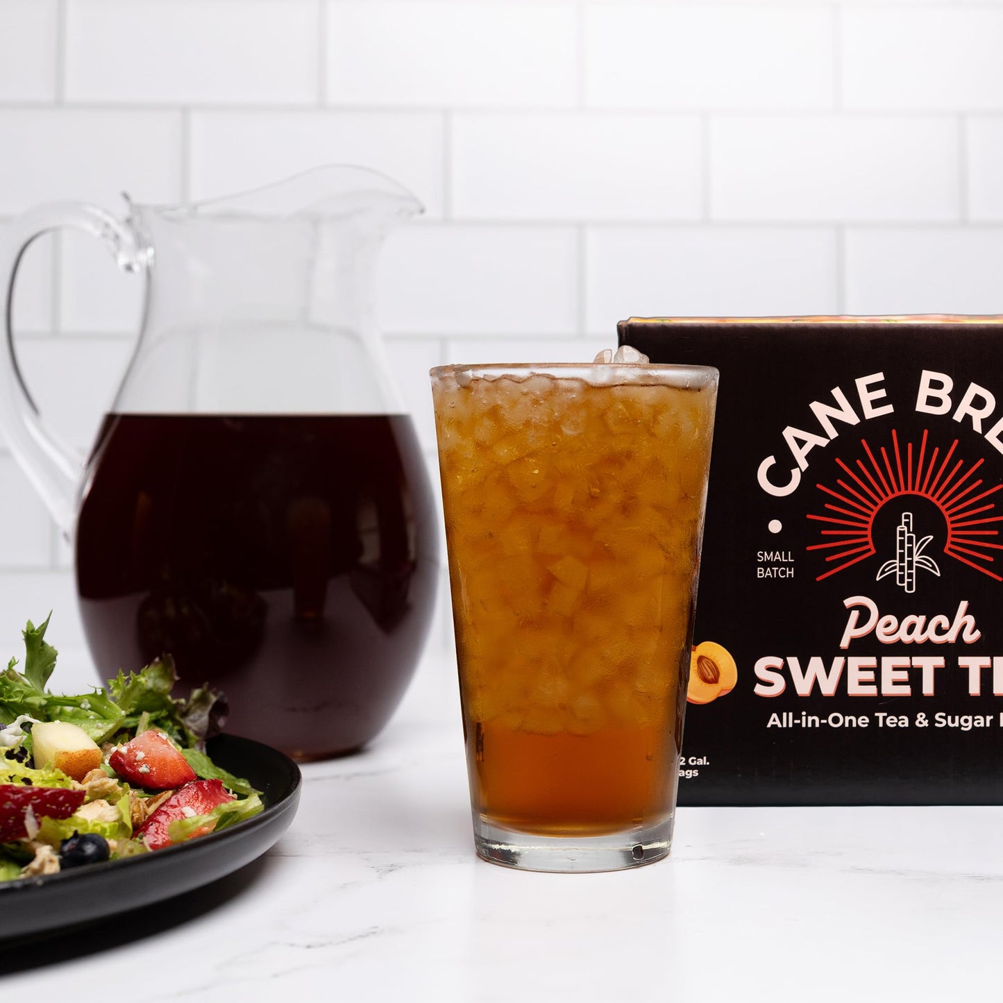 Cane Brew Peach Sweet Tea – Flavored Iced Teas, Family Size Pack – No Boil, Zero Mess – Specialty Cold Brew for Home & Travel, 16 Half Gallon Bags