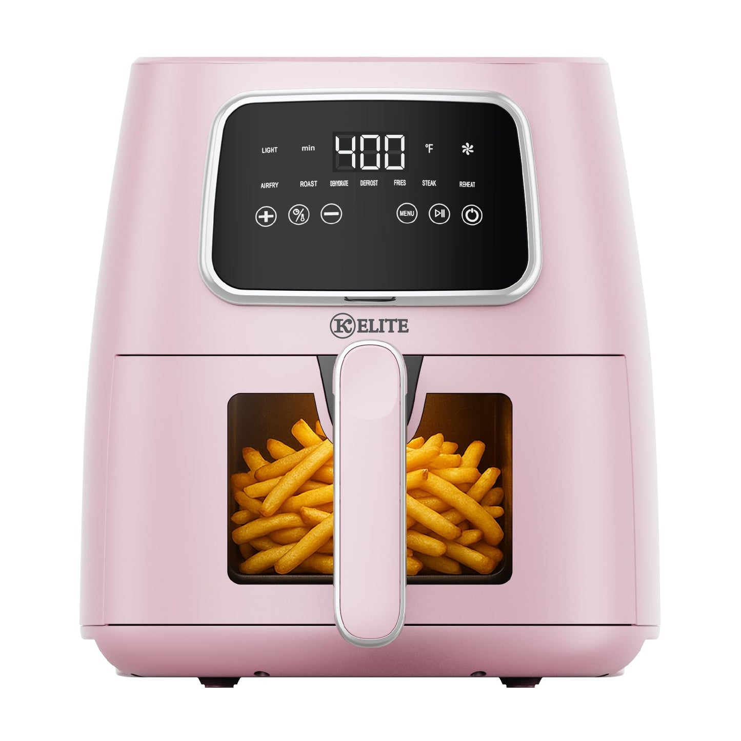 Kitchen Elite 5.5 Qt. Digital Air Fryer, Countertop Cooker with LED Screen, Presets for Air Fry, Roast, Dehydrate, Defrost and Reheat, Pink