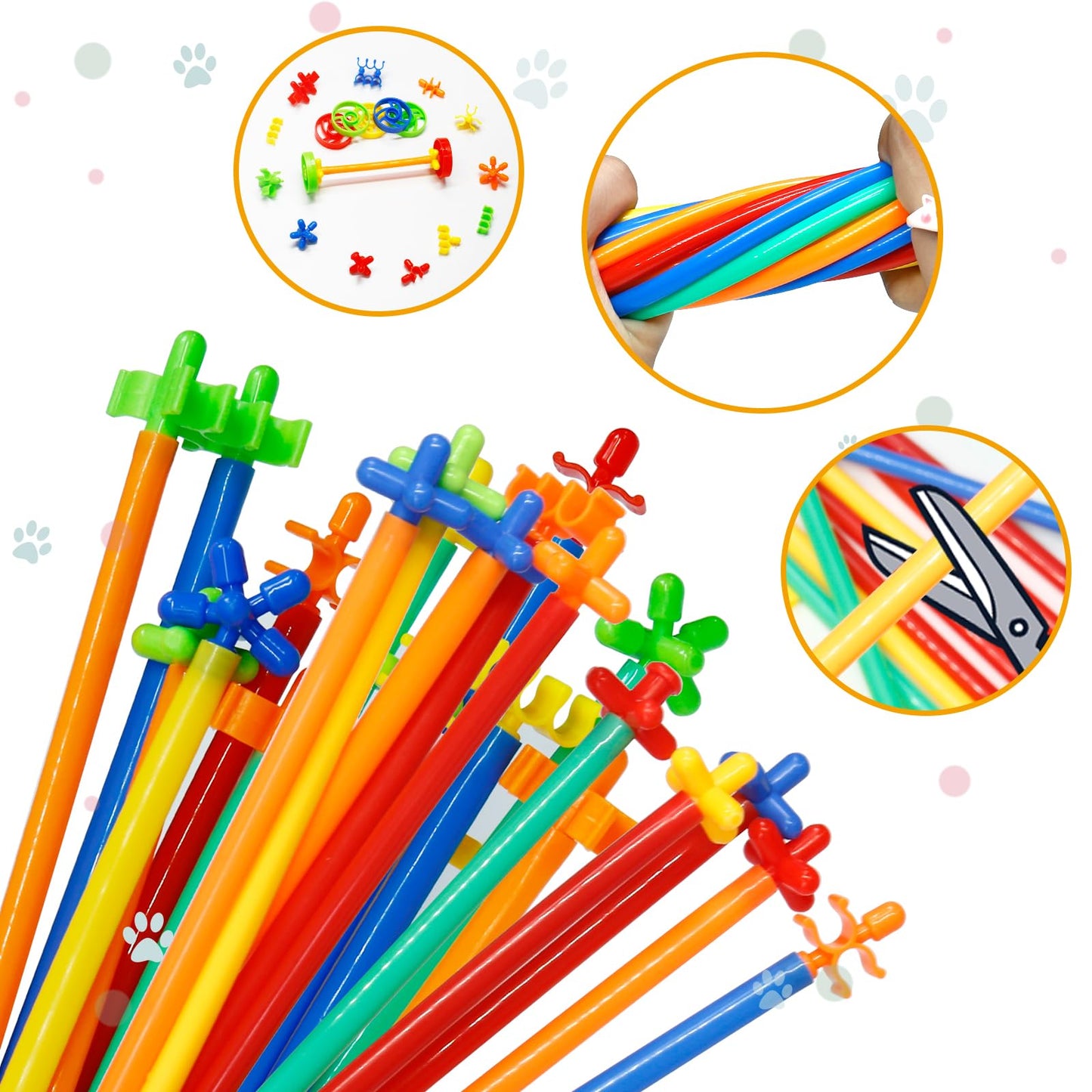 Ggiibro Straw Constructor Toys STEM Building Toys 1200Pcs Toys Aged for 3 4 5 6 7 8+ Interlocking Plastic Toys Engineering Toys Thin Tube Blocks Toy Educational Toy Kit for Classroom Kids Toys Set