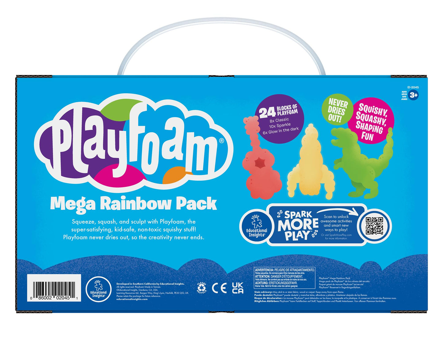 Educational Insights Playfoam Mega Rainbow Pack - Sensory Toys & Squishy Fidget Toys for Kids, Squishy Foam Blocks, Non Sticky Dough, Sensory Bin Filler & Classroom Tools, Gifts for Ages 3+
