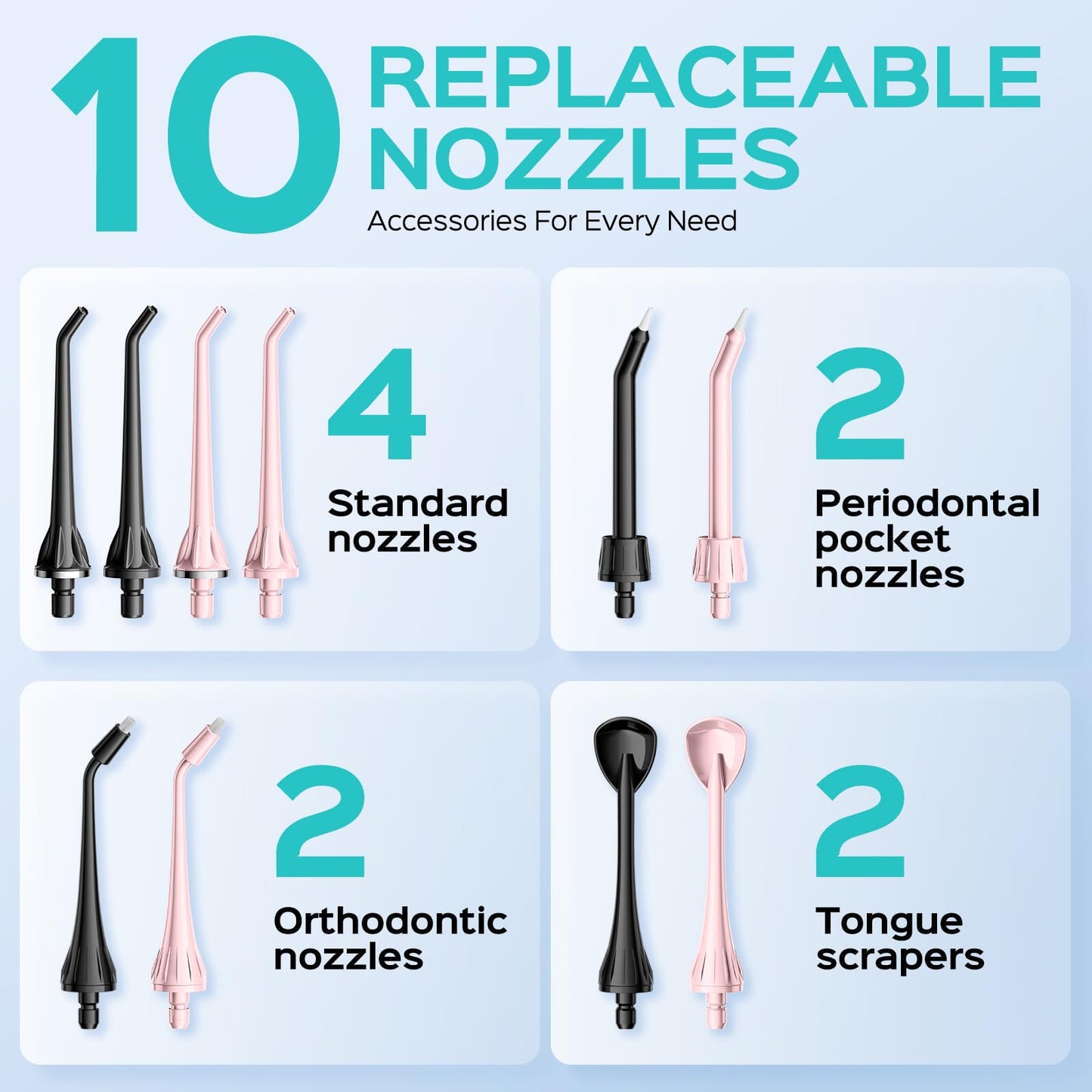 COSLUS Water Dental Flosser Teeth Pick: 2 Pack 300ml Portable Cordless Oral Irrigator,Rechargeable Travel Irrigation Cleaner for Teeth,Gums,Braces Care,Ipx7 Waterproof Electric Flossing C20