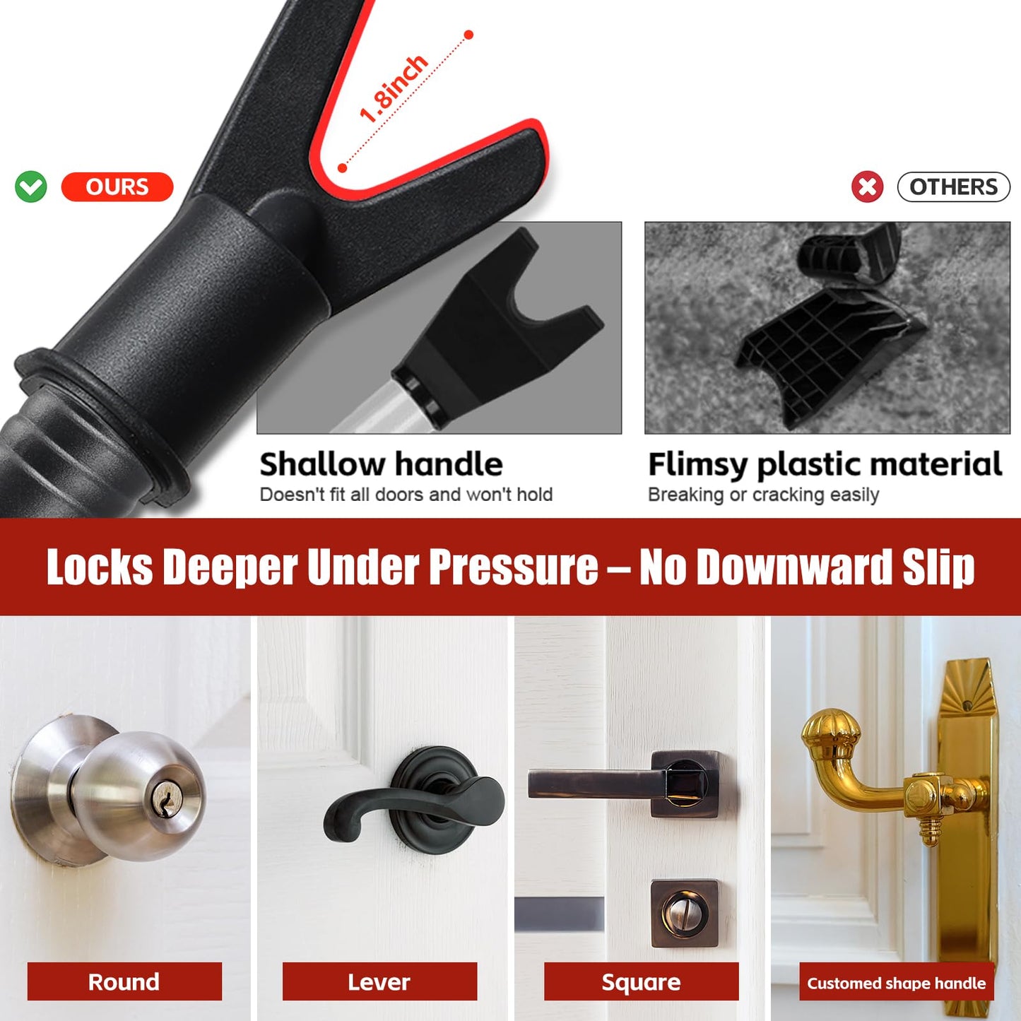 2 Pack Door Security Bar, Heavy Duty Door Brace for Front Doors, Sliding Doors & Windows, 24.5"-50.7" Adjustable Door Stopper with Anti-Slip Base for Home, Travel, Hotel & Dorm Security
