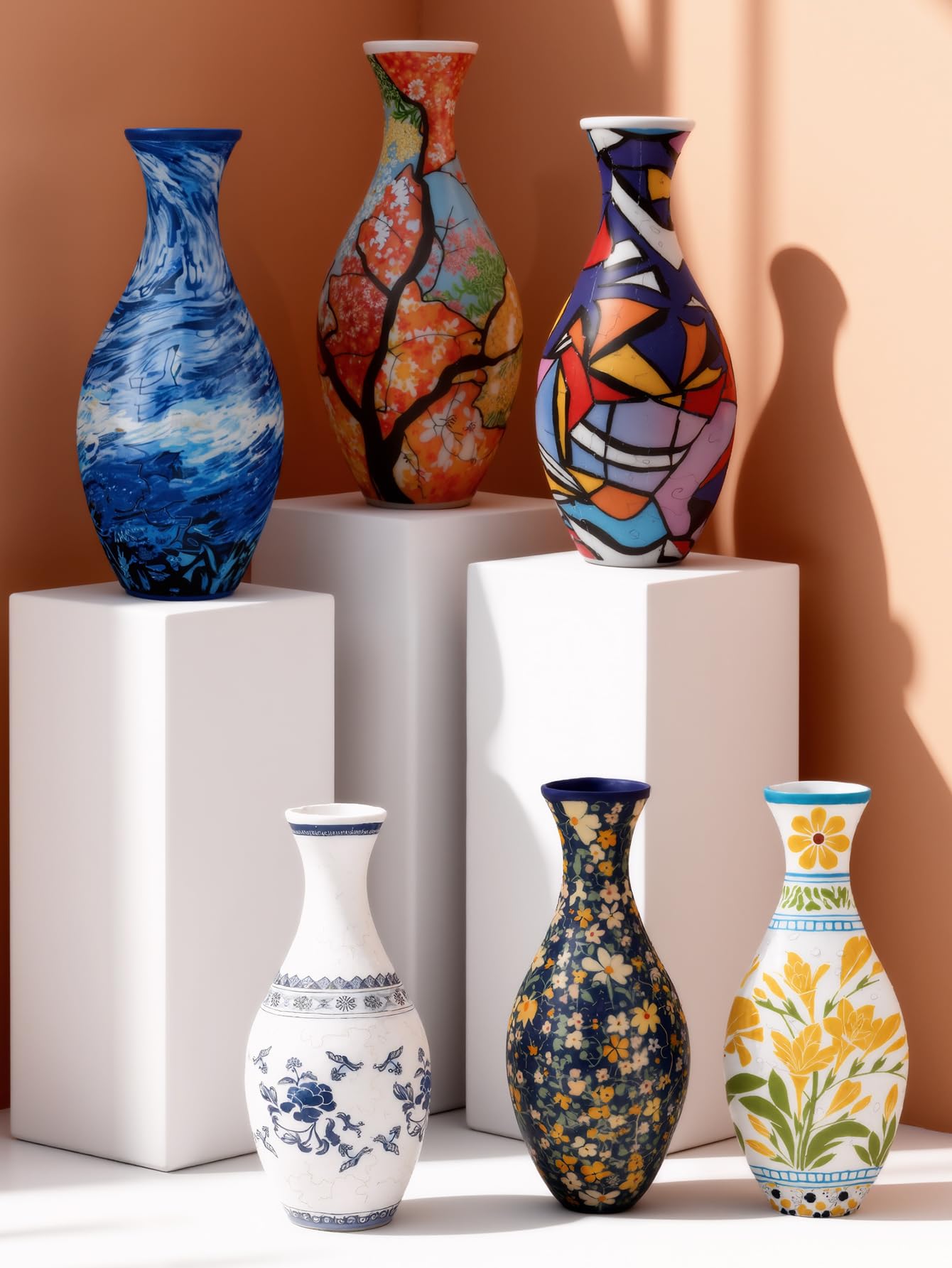 3D Puzzles Vase for Adults, 160 Pieces Curved Plastic Unique Flower Vase Puzzle Crafts for Flower Arrangements and Home Office Decor Gift Birthday Gifts for Women, Mother'Day (Autumn)
