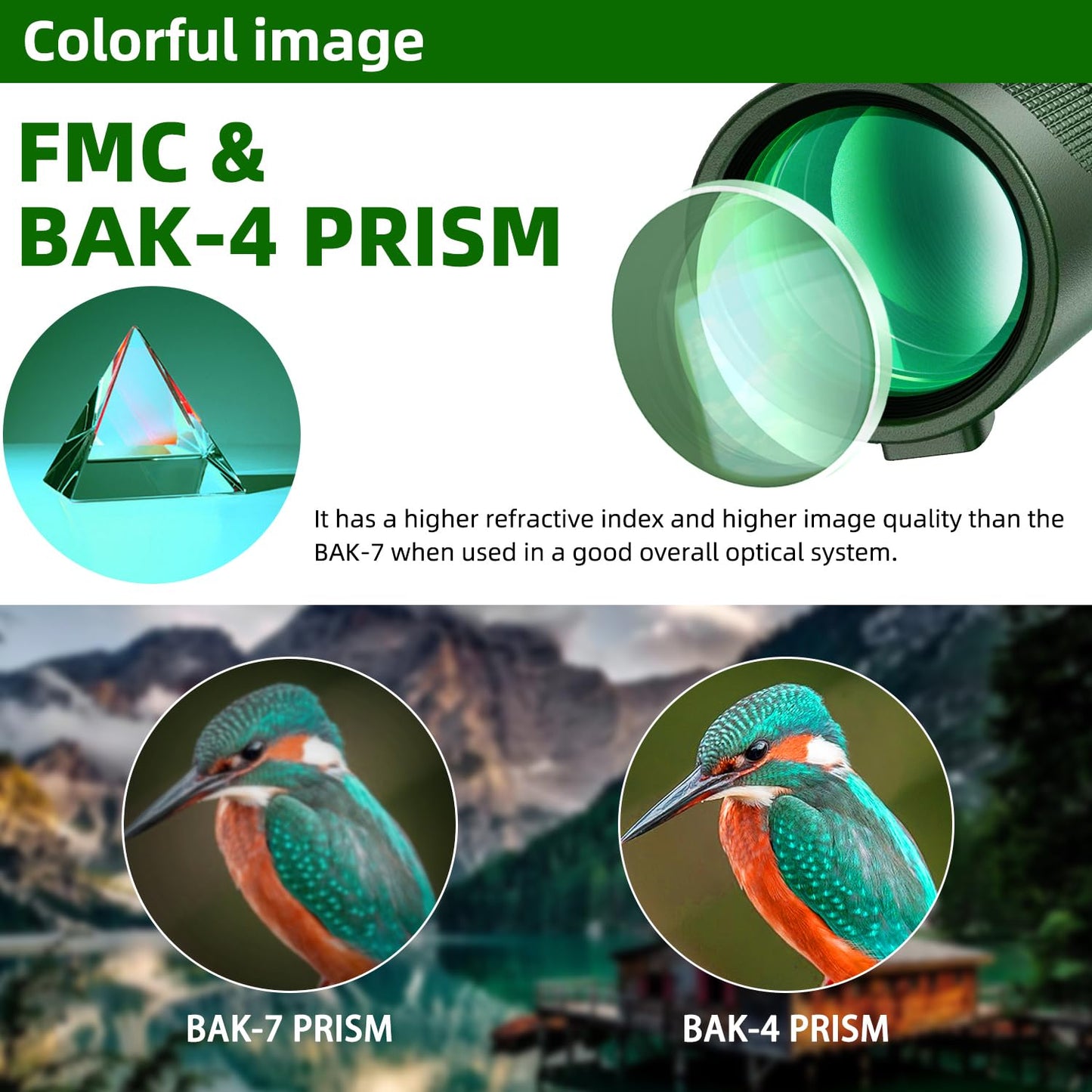 40X60 Monocular Telescope, High Power Monocular for Adults with Phone Adapter& Tripod& Hand Strap, Low Night Vision Monocular, Equipped with BAK4 Prism for Bird Watching and Traveling Concert