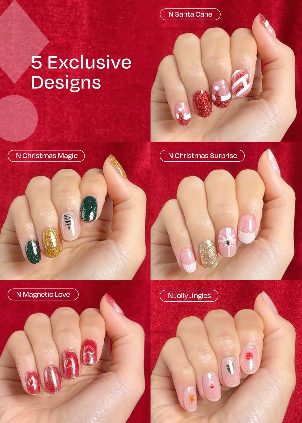 ohora Semi Cured Gel Nail Strips (2024 Christmas Bucket List Set (Limited Edition)) - Works with Any Nail Lamps, Salon-Quality, Long Lasting, Easy to Apply & Remove