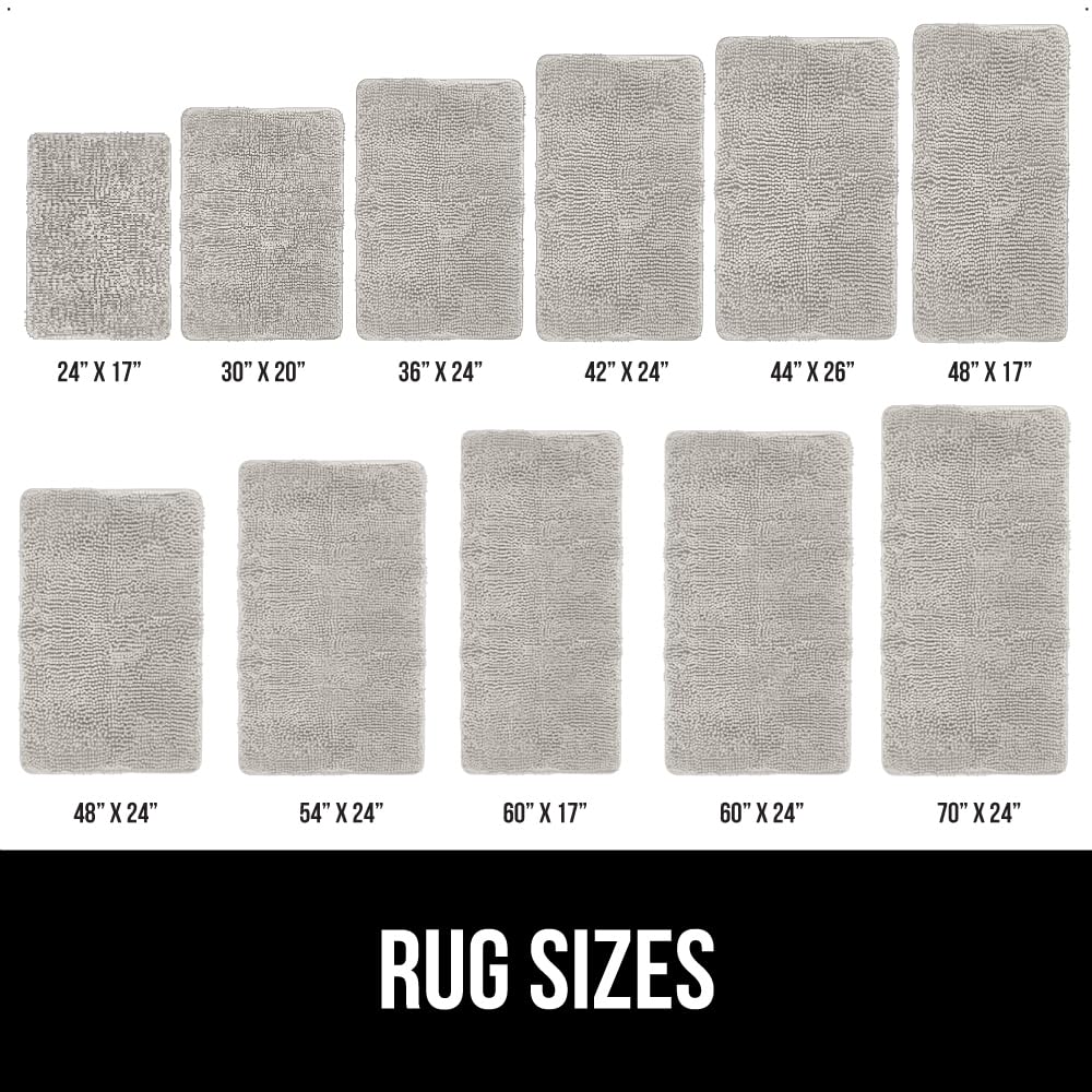 GORILLA GRIP Bath Rug Mat 70x24, Thick Soft Absorbent Chenille, Quick Dry Microfiber Mats, Rubber Backing Machine Washable Shower Floor Rugs, Bathmat Runner, Bathroom Home Decor Accessories Light Gray
