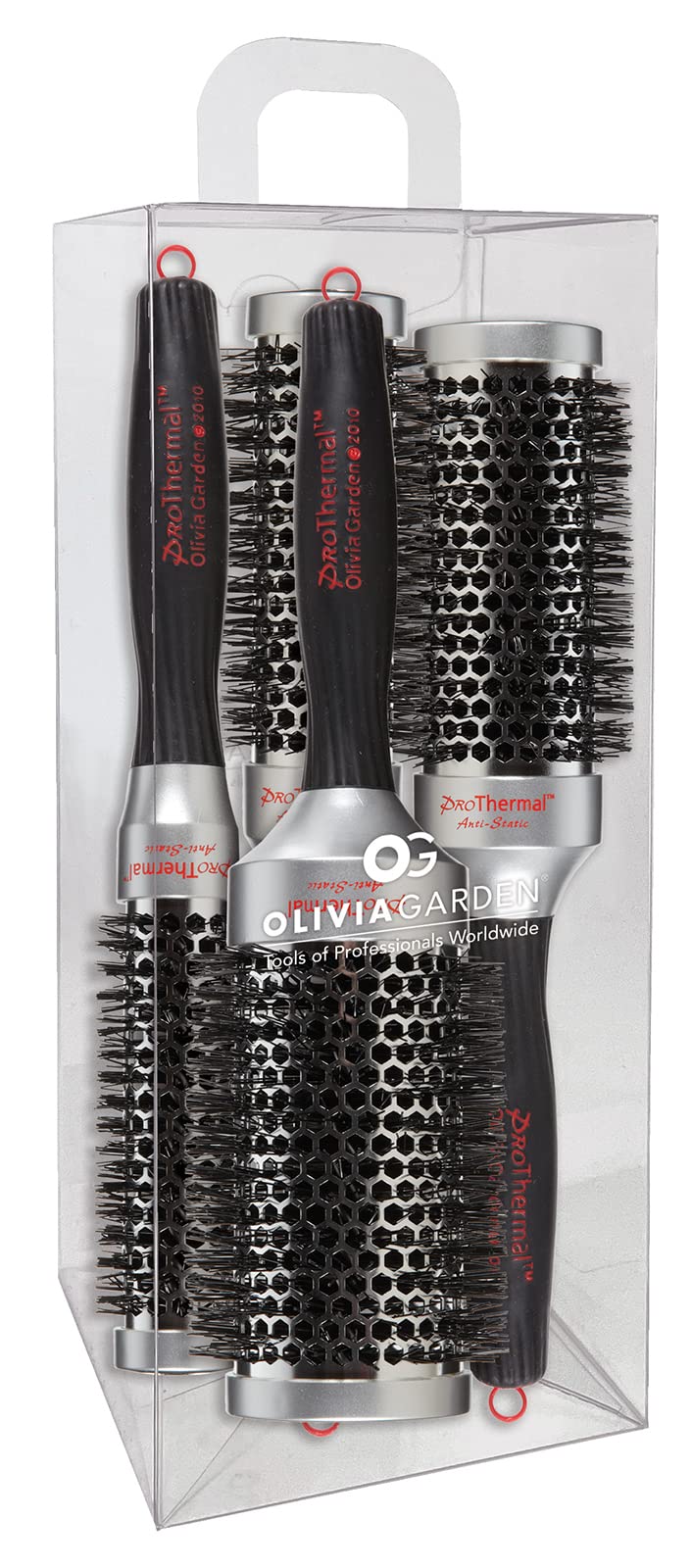 Olivia Garden ProThermal Anti-Static Round Hair Brush (not electrical) (4-Piece Kit)