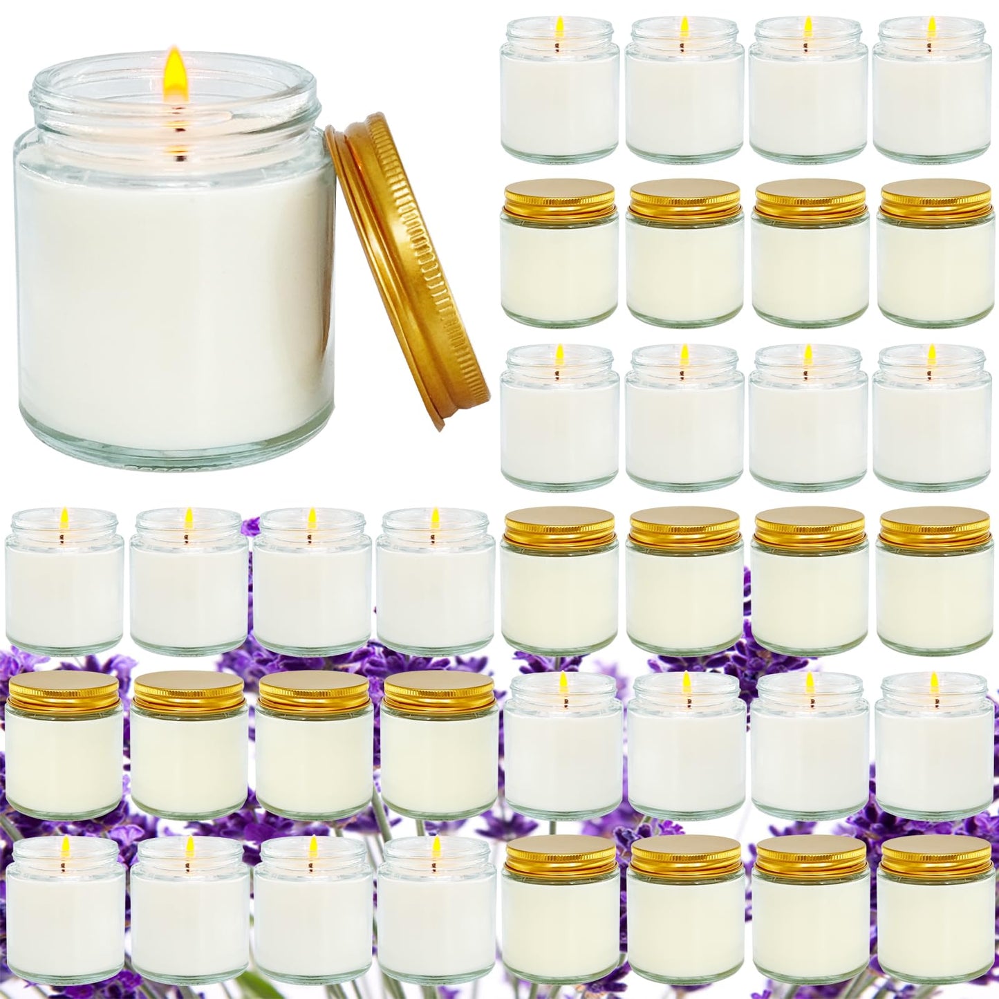 Veiuwa 36 Pcs 4 Oz Mini White Soy Candles,Lavender Scented Candles Set,Bulk Aromatherapy Candle,Great Stress Relieving Scented Candle for Girls as a Gift for Birthdays, Weddings and More!