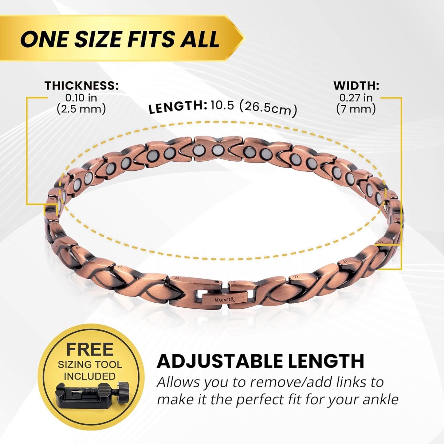 MagnetRX® Copper Anklet for Women – Ultra Strength Magnetic Ankle Bracelets for Women – Effective Womens Copper Magnetic Ankle Bracelet (Women Anklet)