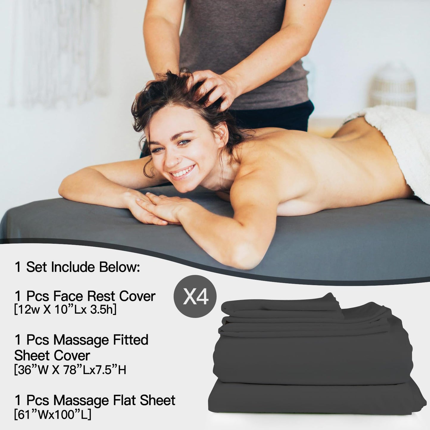 12 Pcs 4 Sets Massage Table Sheets Set, Microfiber Sheet for Massage Table, Massage Bed Sheets Includes Massage Table Cover, Massage Fitted Sheet, and Massage Face Rest Cover for SPA Beauty Tattoos
