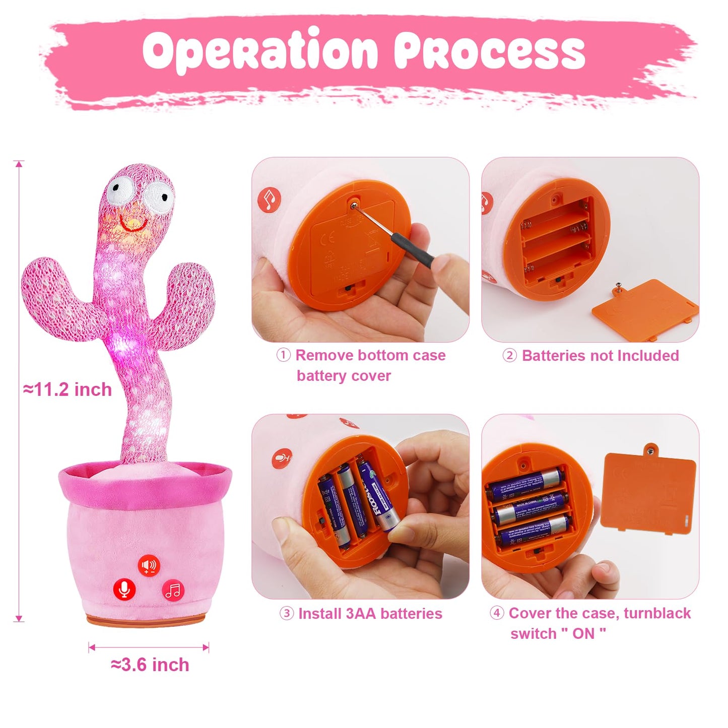SANJOIN Dancing Talking Cactus Toy for Baby Toddlers, Baby Girl Toys 18 Months+, Volume Adjustable, Mimicking, Recording, Singing. Baby Toys & Gifts for Girls, Easter Basket Stuffers for Girls Boys