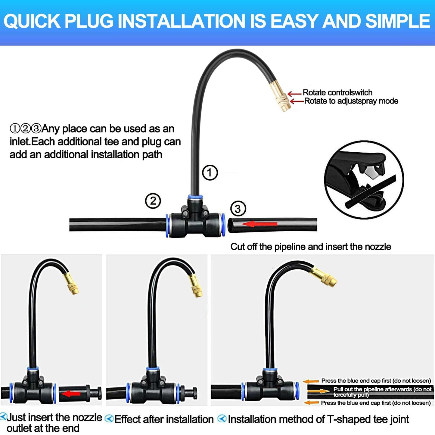 Drip Irrigation Kit,Automatic Garden Watering System with New Quick Connectors and 360-degree Bending Dropper Atomizing Nozzles for Watering System for Garden Plant Lawn Patio. (25 Nozzles)