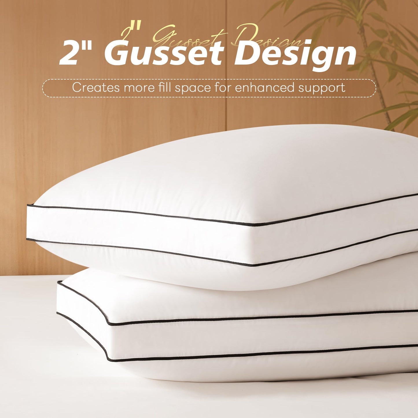 Mosluna Feather Down Pillows King Size Set of 2, Luxury Hotel Collection Bed King Pillows 2 Pack, Down Gusseted Pillow for Sleeping, Soft Fluffy Medium Firm for Side Back Stomach Sleepers 20x36 in.
