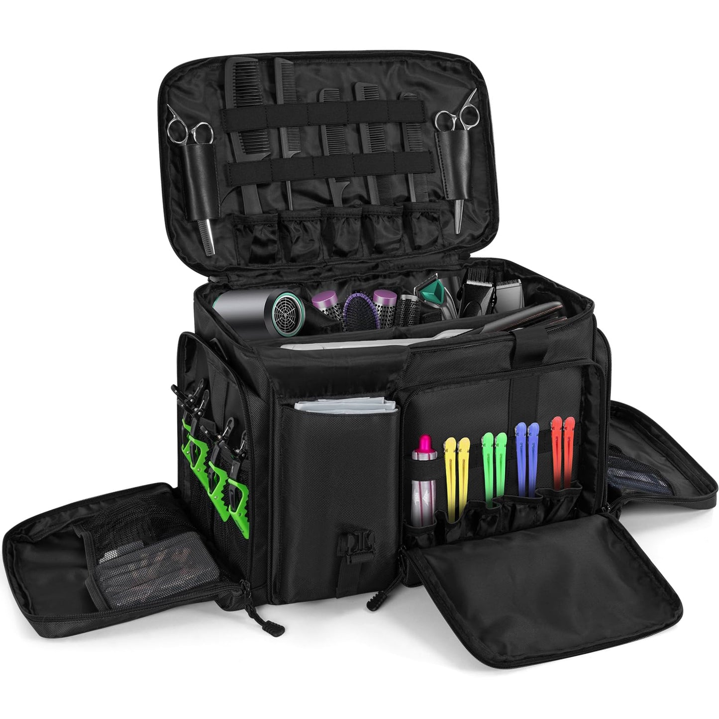 LASUK Barber Hairdressing Bag Supplies Bag with Adjustable Dividers, Barber Tools Storage Bag Hair Clipper Case Organizer for Scissors Clippers Trimmers & Haircut Kits, Barber Travel Case