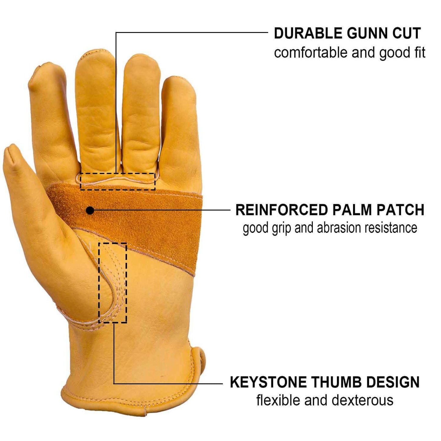 OZERO Leather Work Gloves for Men: X-Large 3 Pairs Cowhide Working Gloves for Driving Heavy Duty Mechanic Ranch - Women Gardening Glove