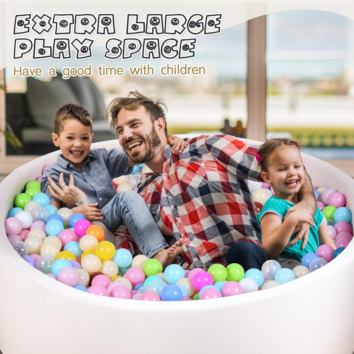 Foam Ball Pit for Kid, Kids Soft Ball Pit,Kiddie Balls PoolIdeal Gift Toys for Children, 47 Inch,(Off-White)