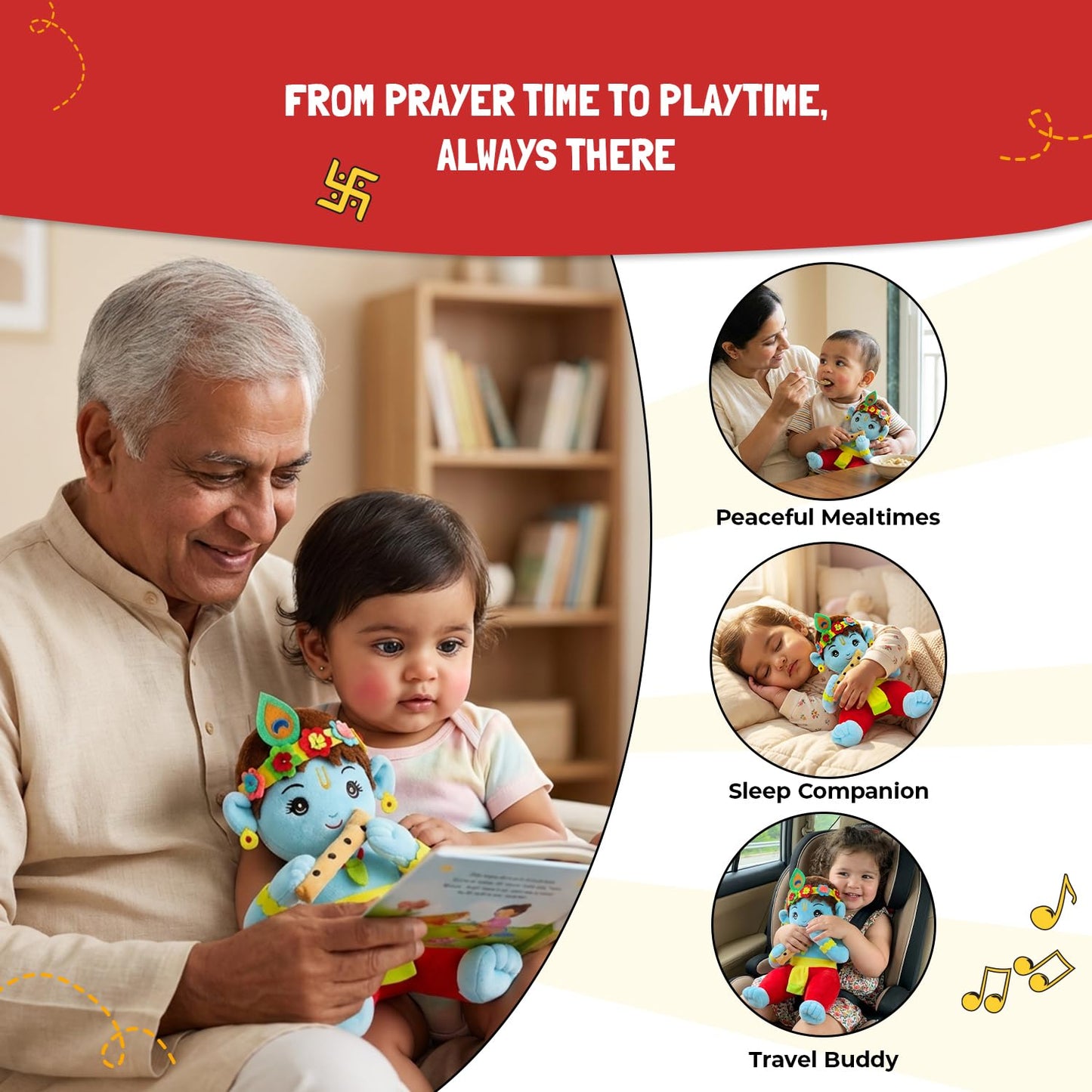 Panda's Box Mantra Chanting Musical Baby Krishna Plush Toy | Best Gift for Kids