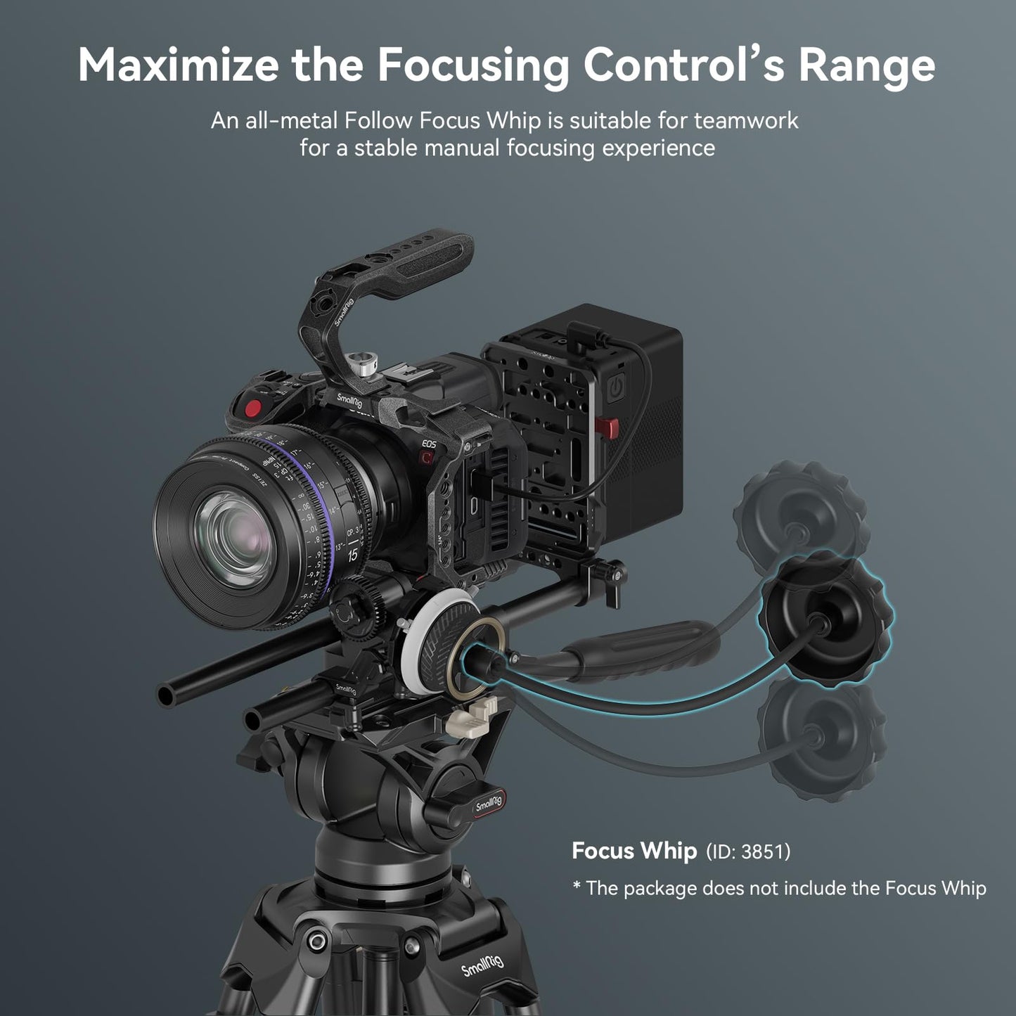 SmallRig Mini Follow Focus with A/B Stops & 15mm Rod Clamp and Snap-on Gear Ring Belt for DLSRs and Mirrorless Cameras, Fits Different Diameter Lenses Up to 114mm - 3010C