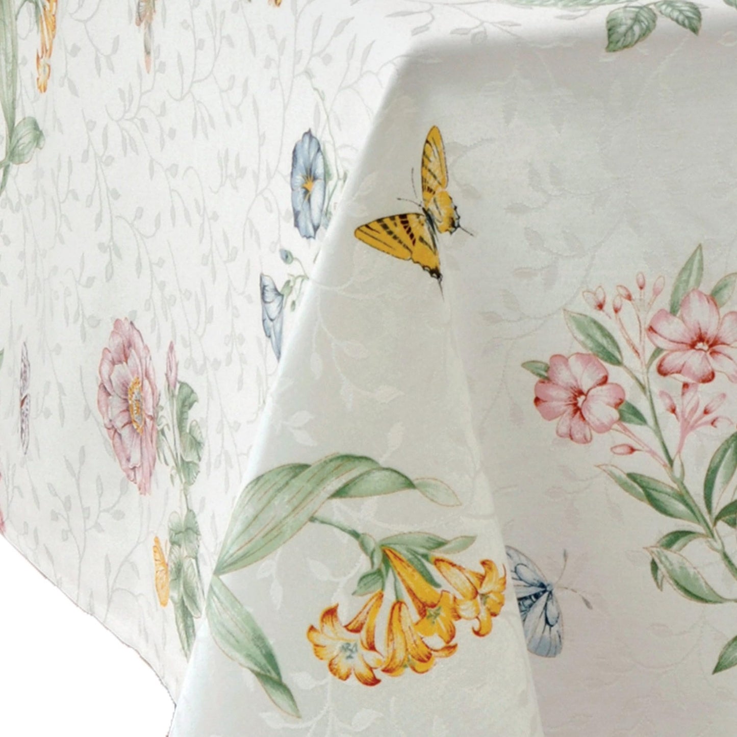 Lenox Butterfly Meadow Damask Tablecloth, Multicolor, 60" W x 120" L