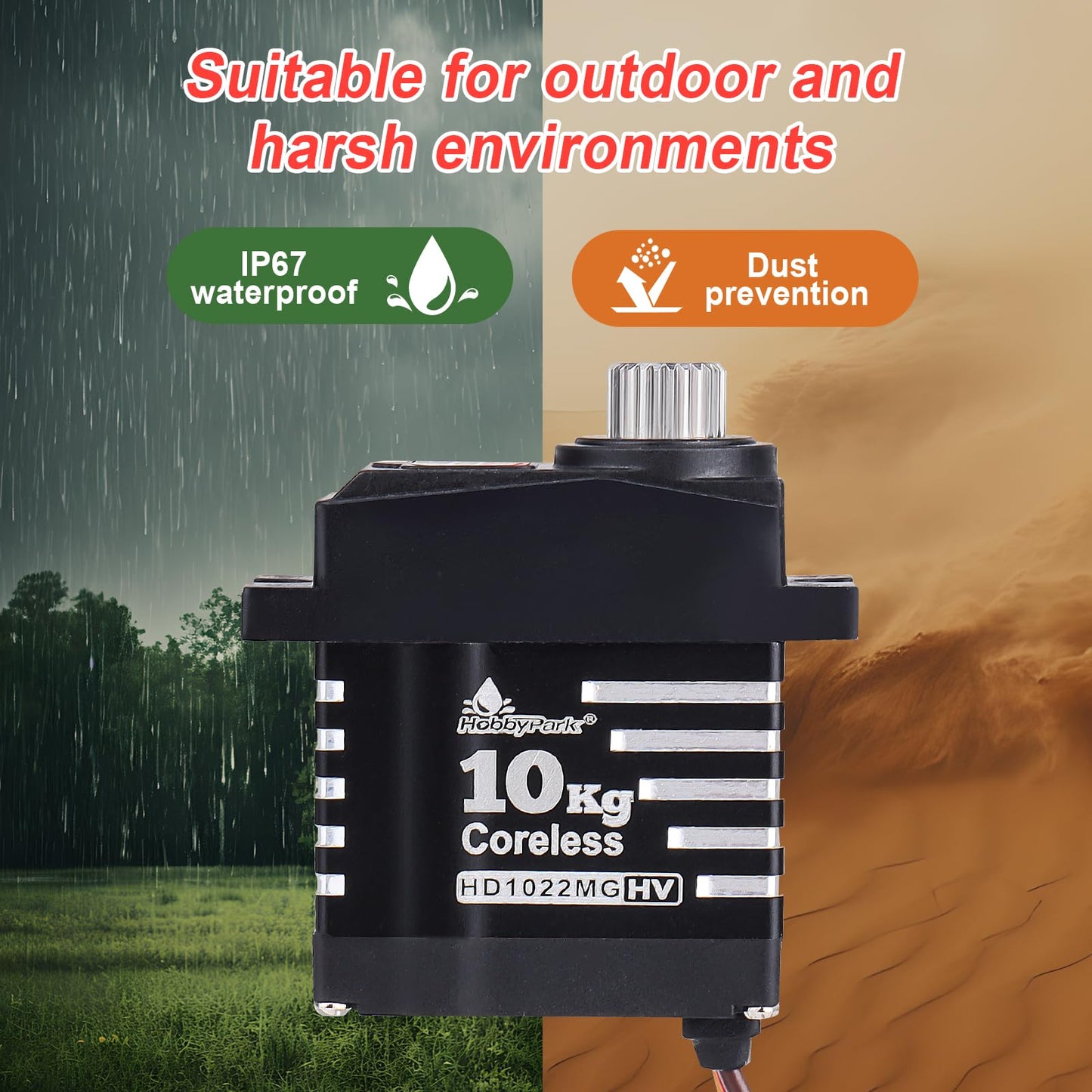 HobbyPark Waterproof 10kg RC Micro Servo High Torque Coreless Motor Metal Gears for 1/18 TRX4M Steering Servo & Sub-Micro Shift Servo TRX4 SCX10 1/10 RC Crawler Car Robot Digital Programmable 180°