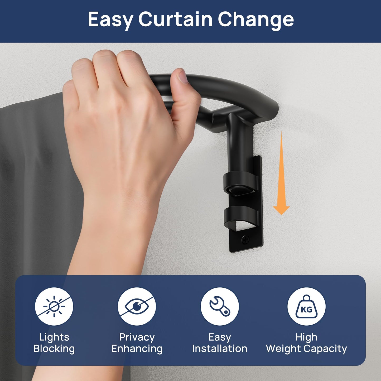 ENJOYBASICS Double Curtain Rod，Blackout Wrap-Around Curtain Rods for Windows 66 to 120 Inch for Room Darkening Curtains，Adjustable from 32 to 129 Inch, Matte Black