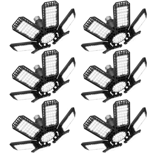 XILLUMI CORE 6 Pack Garage Light, 200W 20000LM 6500K LED Shop Lights, LED Garage Ceiling Lights with 6+1 Adjustable Panels for Basement, Barn, Warehouse, Attic Lighting Support E26/E27 Socket
