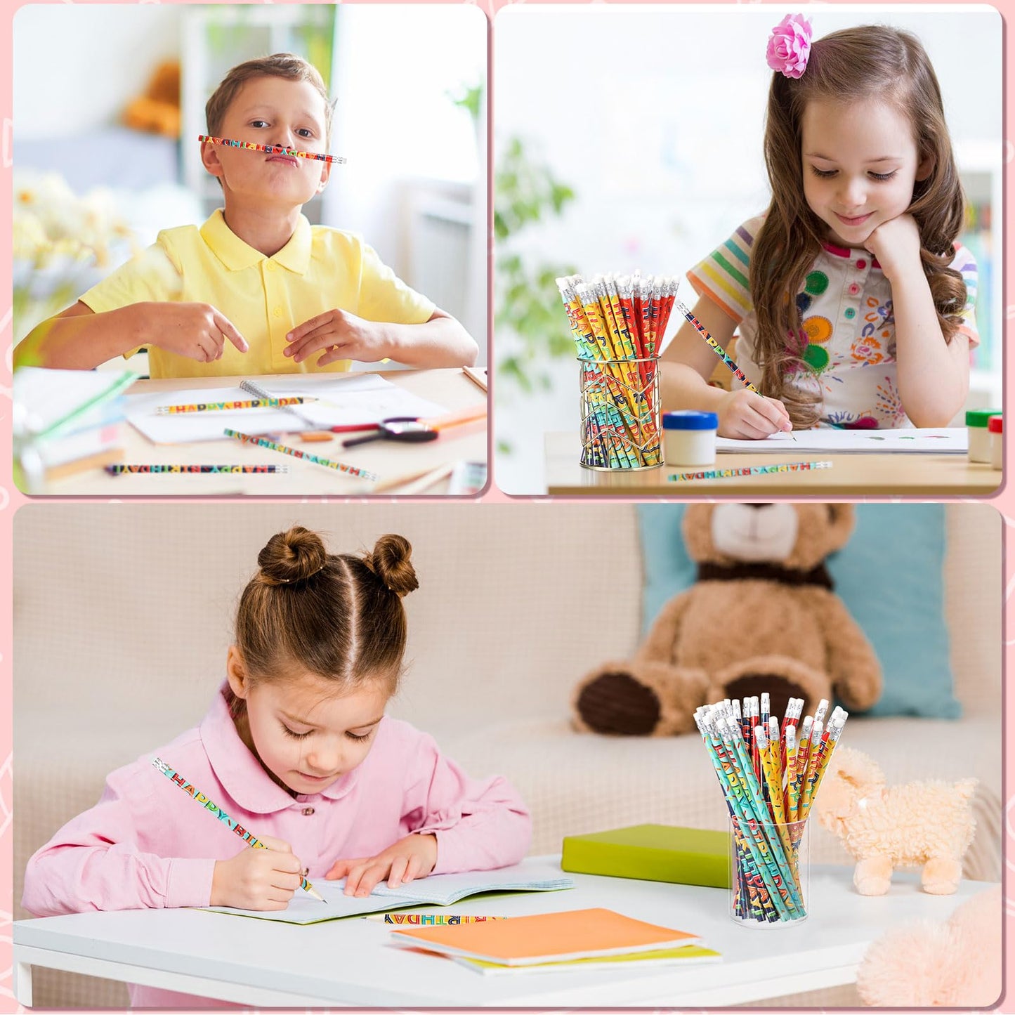 Kosiz 400 Pcs Happy Birthday Pencils Colorful Birthday Pencil Bulk Back to School Wooden Pencils with Top Erasers for Students Teachers Classroom Reward Party Gifts Supplies