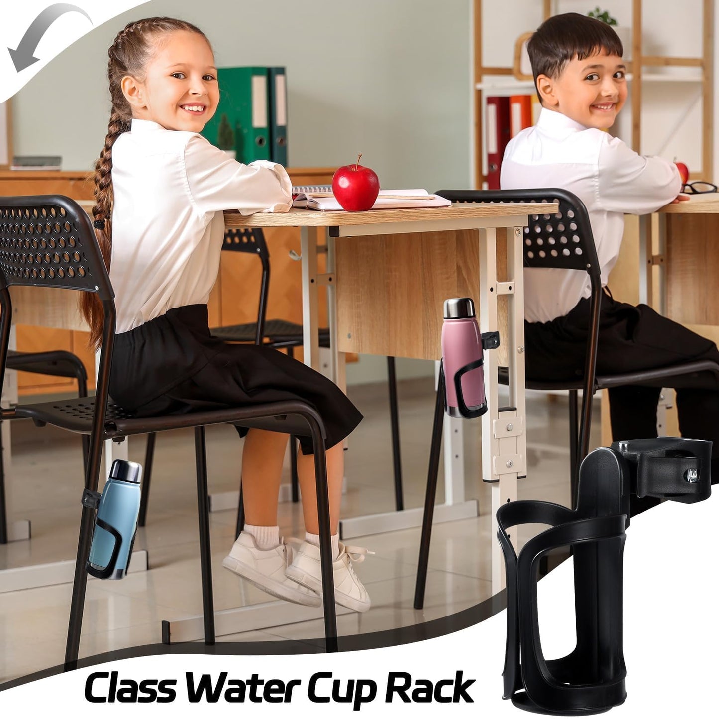 gisgfim 24Pcs Water Bottle Holder for Classroom Durable Cupholder for Desk Chair Anti-Spill 360° Rotating Water Bottle Holders Back to School Gift for Student Coffee Cup Holder for Office Home