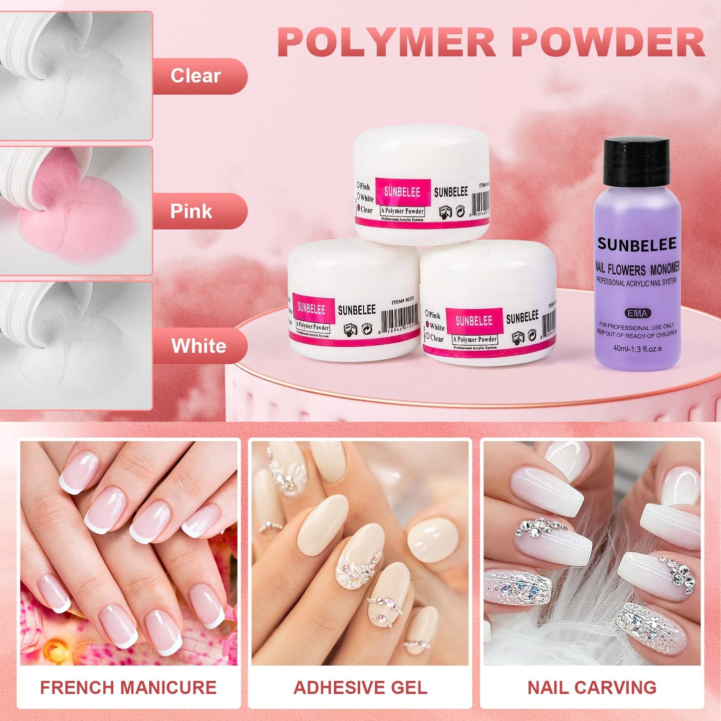 Nail Kit Set Professional Acrylic with Everything, Gel Nail Polish Kit with UV Light Acrylic Nail Kit with Drill Nail Art Tips Nail Art Decoration, DIY Nail Art Tool Nail Supplies Acrylic Nail Kit