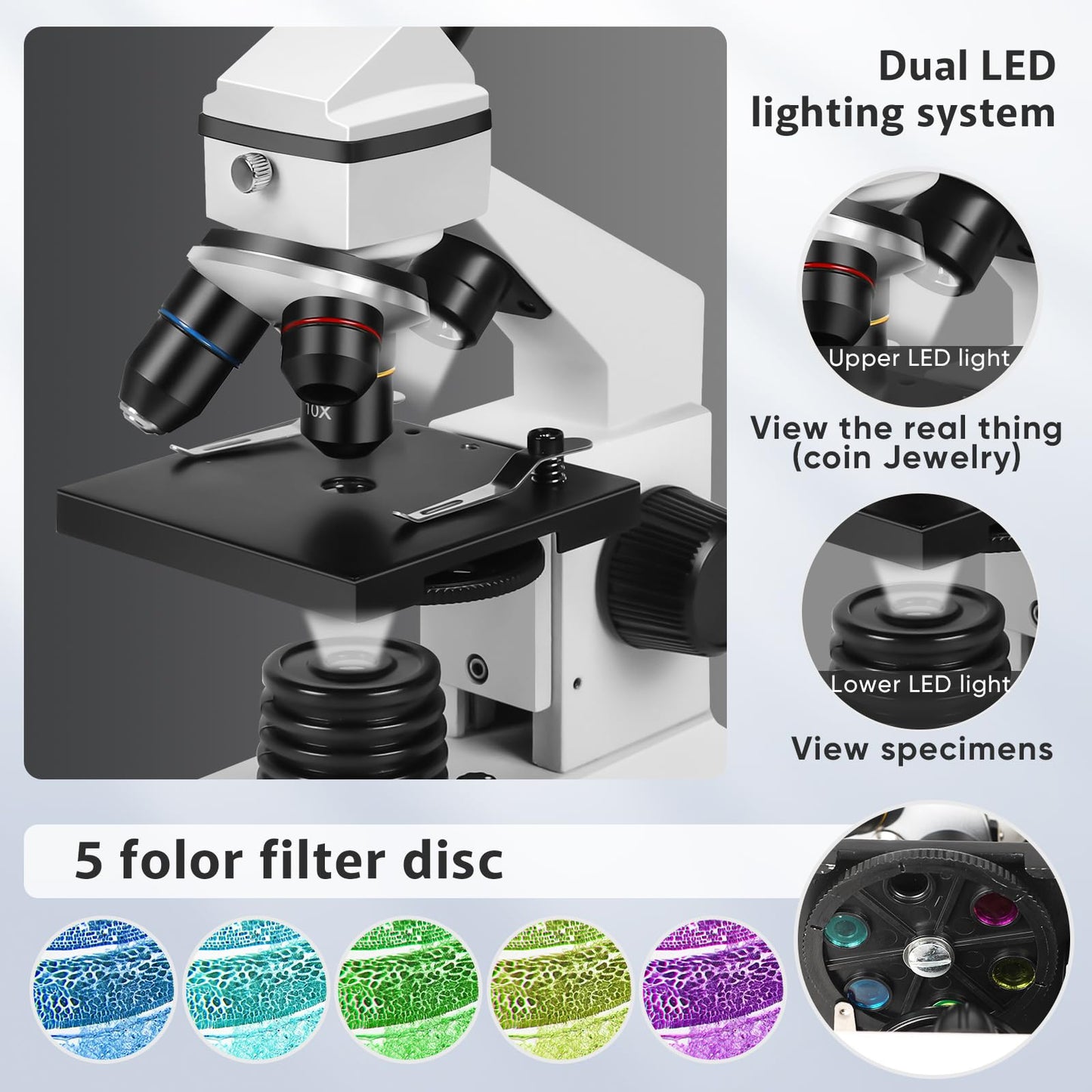 Microscope for Adults Professional:Compound Microscope for Kids 8-12,100X-2000X Kids Microscope Kit with Prepared Microscope Slides and Covers,Plant Stereo Microscopes for Kids Homeschool Lab