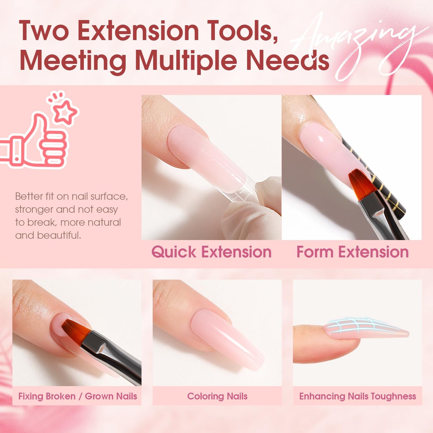 ROSALIND Poly Nail Gel Kit -20 Colors + 76 Nail Art Accessories kit Clear Nude Poly Nails Gel Kit Starter Kit With Slip Solution Pro Nude Pink Nail Extensions Gel Set with Mini UV Lamp
