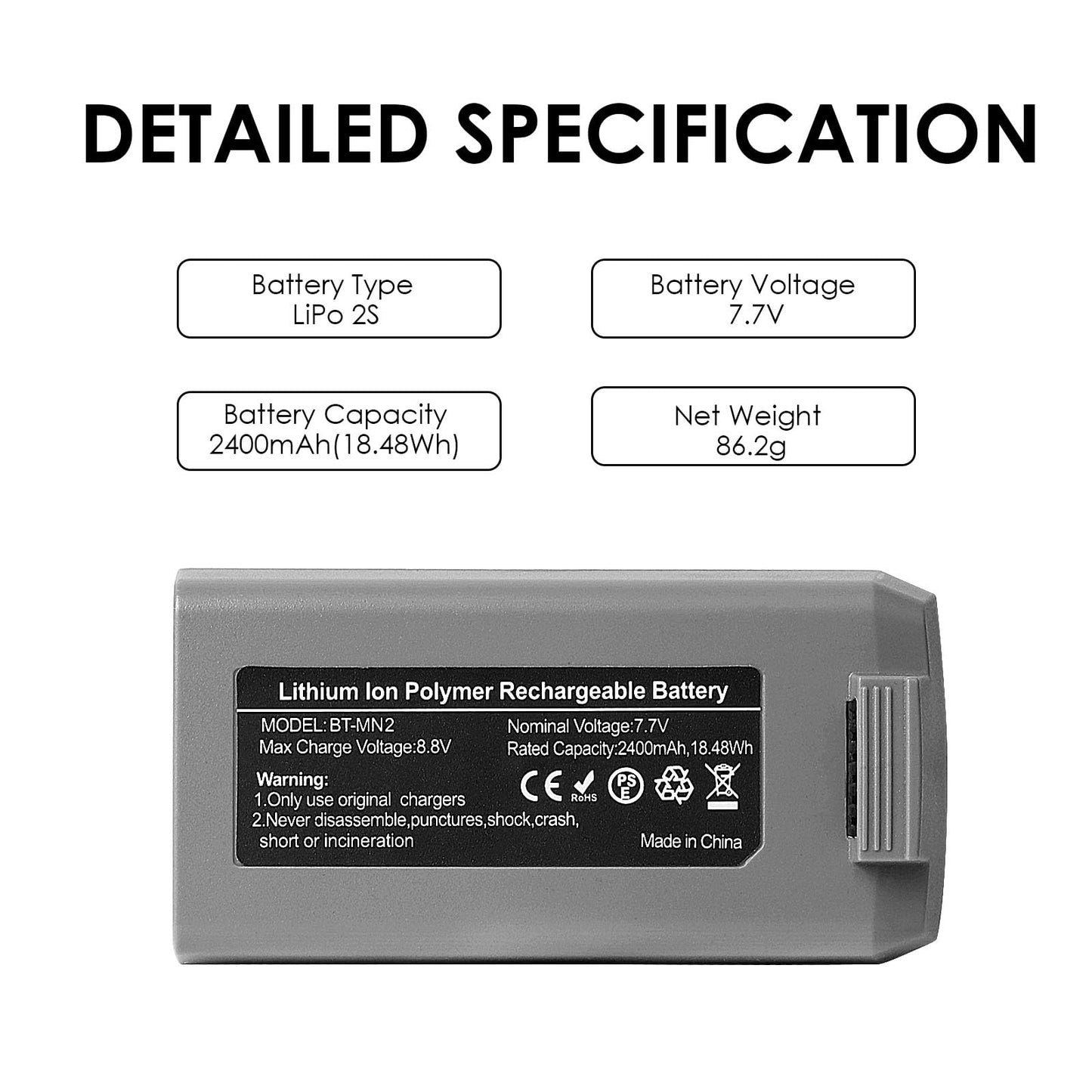 Satonaka Mini 4K Intelligent Flight Battery 2 Packs, 2400mAh-7.7V Replacement Battery for DJI Mini 4K/2/SE/2 SE