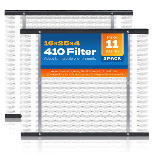 2-Pack 410 Replacement Filter Compatible with AprilAire Whole House Air Purifiers Models 1410, 1610, 2410, 2416, 3410, 4400, MERV 11 Air Purifiers, Size:16x25x4(Actual size:16.69x27.8x4.02in)