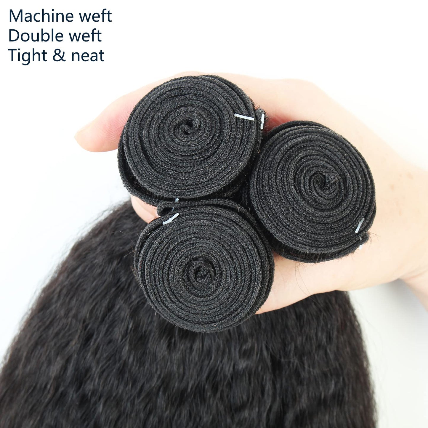 LINYINGYH 12a Kinky Straight Bundles Human Hair Yaki Straight Bundles Weave Remy Hair 12 14 16 inch Unprocessed Brazilian Virgin Human Hair 3 Bundles Extensions Natural Color
