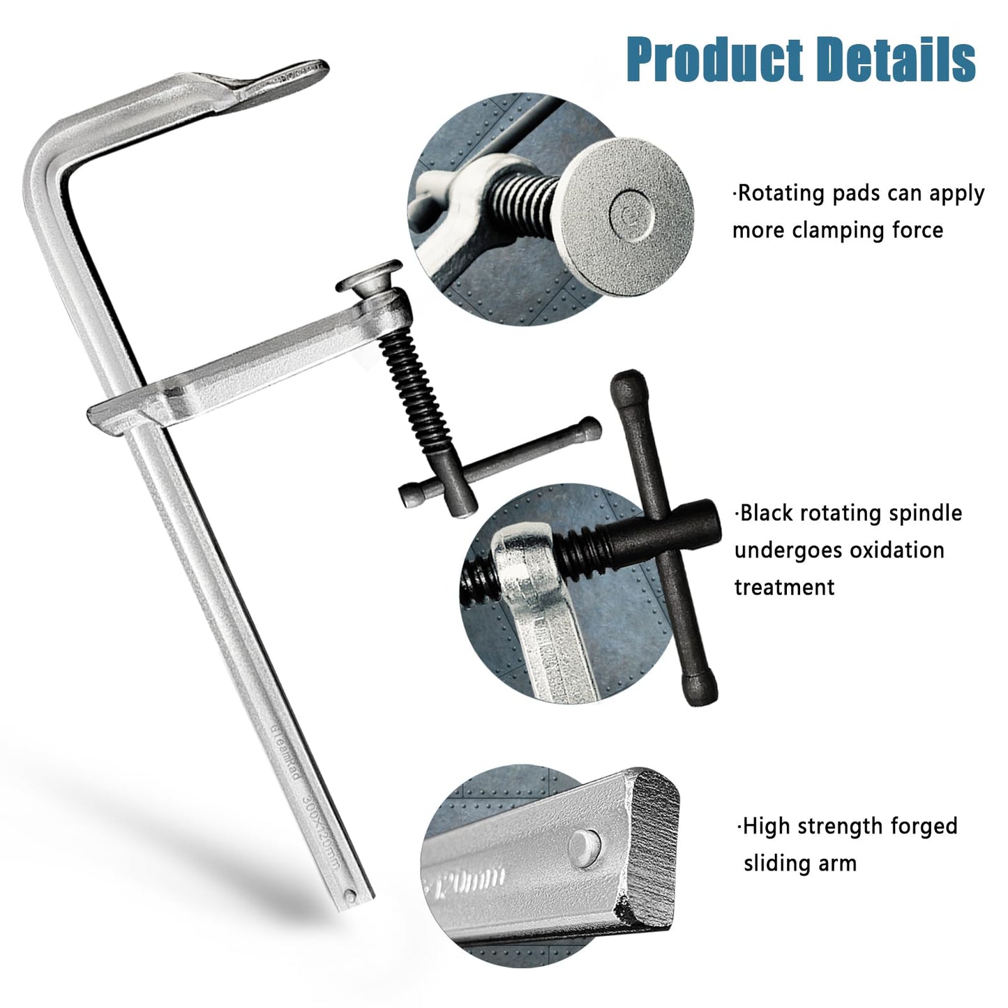 4-Pack 12-Inch Heavy-Duty F-Clamps for Welding, Woodworking & Metalworking – 1320 lbs Load Capacity, 4-3/4 Inch Throat Depth, All-Steel Construction