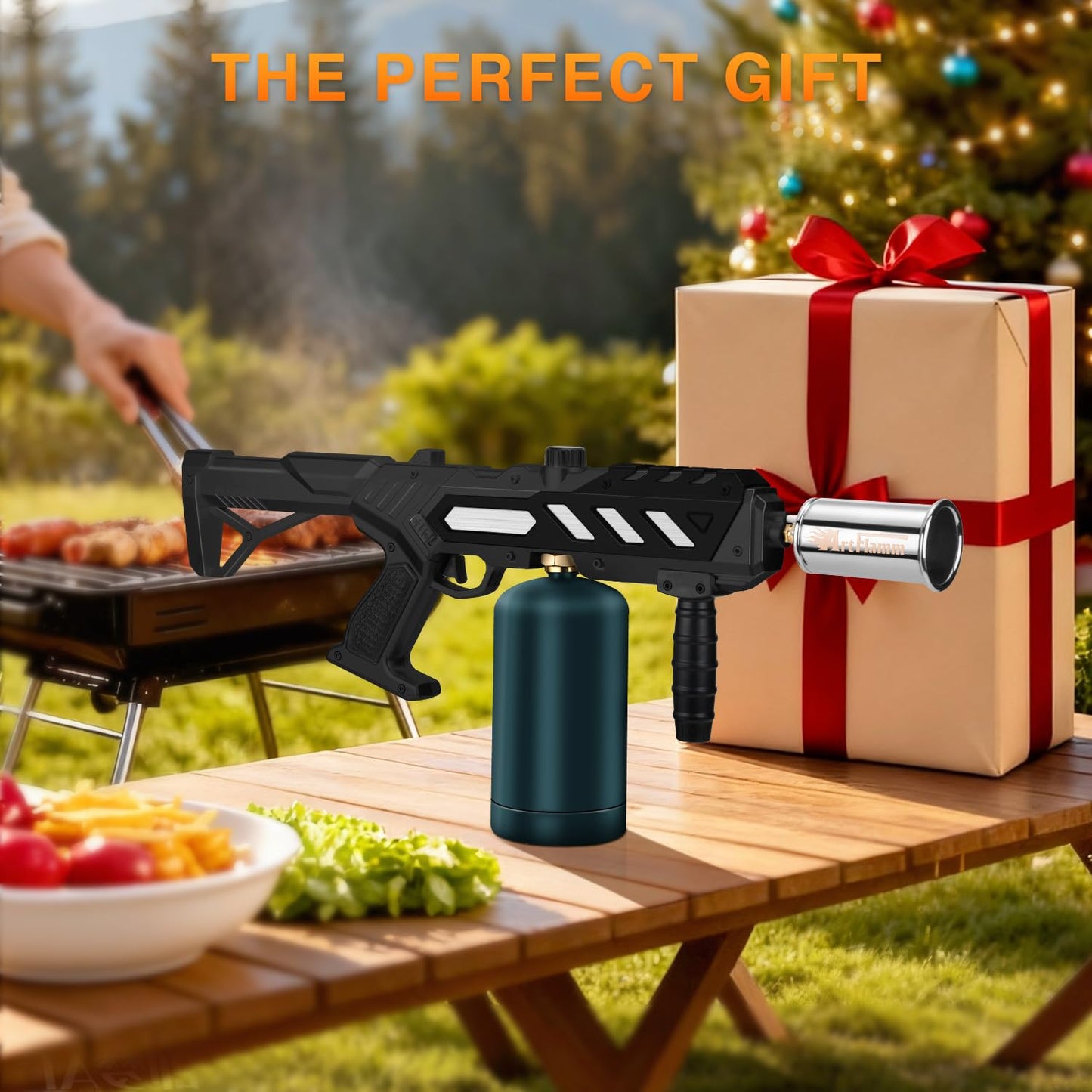 ARTFLAMM Powerful Propane Torch Gun, Kitchen Grill Torch with Detachable Design, Adjustable Flamethrower Torch Burner for Searing Steak, BBQ, Welding, Camping Charcoal Lighter(Tank Not Included)