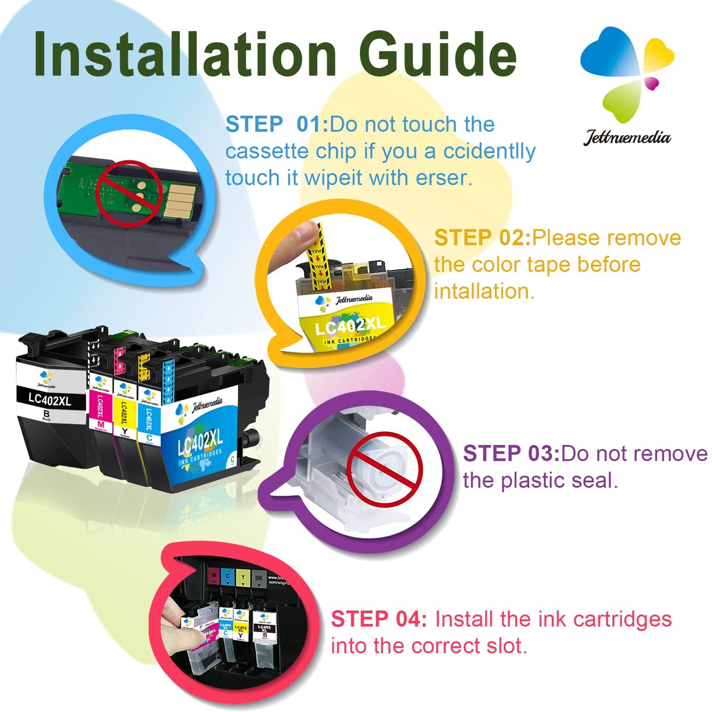 LC402 LC402XL Ink Cartridges Compatible for Brother LC402 XL for Brother MFC-J5340DW MFC-J6540DW MFC-J6740DW MFC-J6940DW J5340 J6540 J6740 J6940 MFCJ5340 MFCJ6540 MFCJ6740 MFCJ6940 Printer Multipack