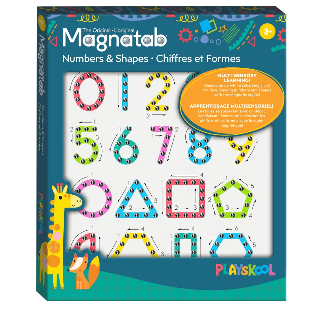 Magnatab Playskool Numbers and Shapes — Magnetic Board Toy Letter Tracing for Toddlers Learning and Sensory Drawing — for Kids Ages 3 and Up