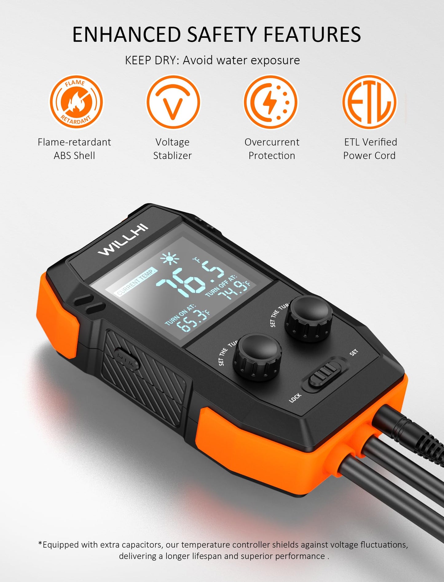 WILLHI WH2408 Temperature Controller 10A 1200W, Digital Thermostat Controlled Outlet Plug Switch for Reptile Terrarium Greenhouse Homebrew Aquarium Seedling Mat, Heating or Cooling Mode (Pack of 2)